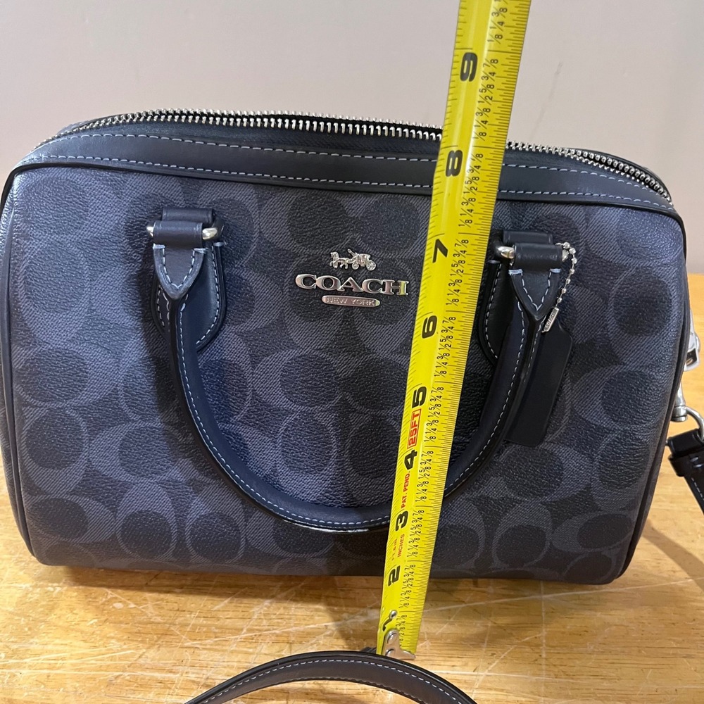 Coach Rowan Satchel Dark Denim Signature Leather Crossbody Bag CM280 Luxury - Picture 14 of 14